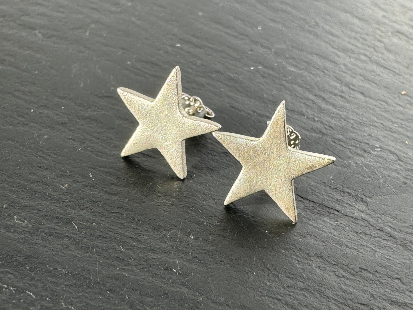 Fine silver star stud earrings