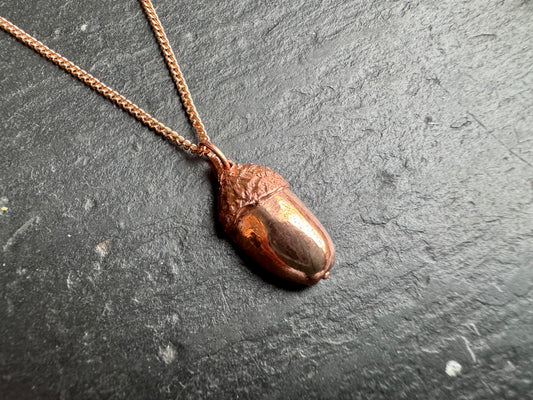 Handmade Copper Acorn Pendant