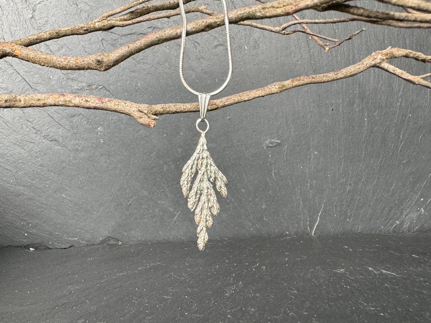 Evergreen silver pendant necklace