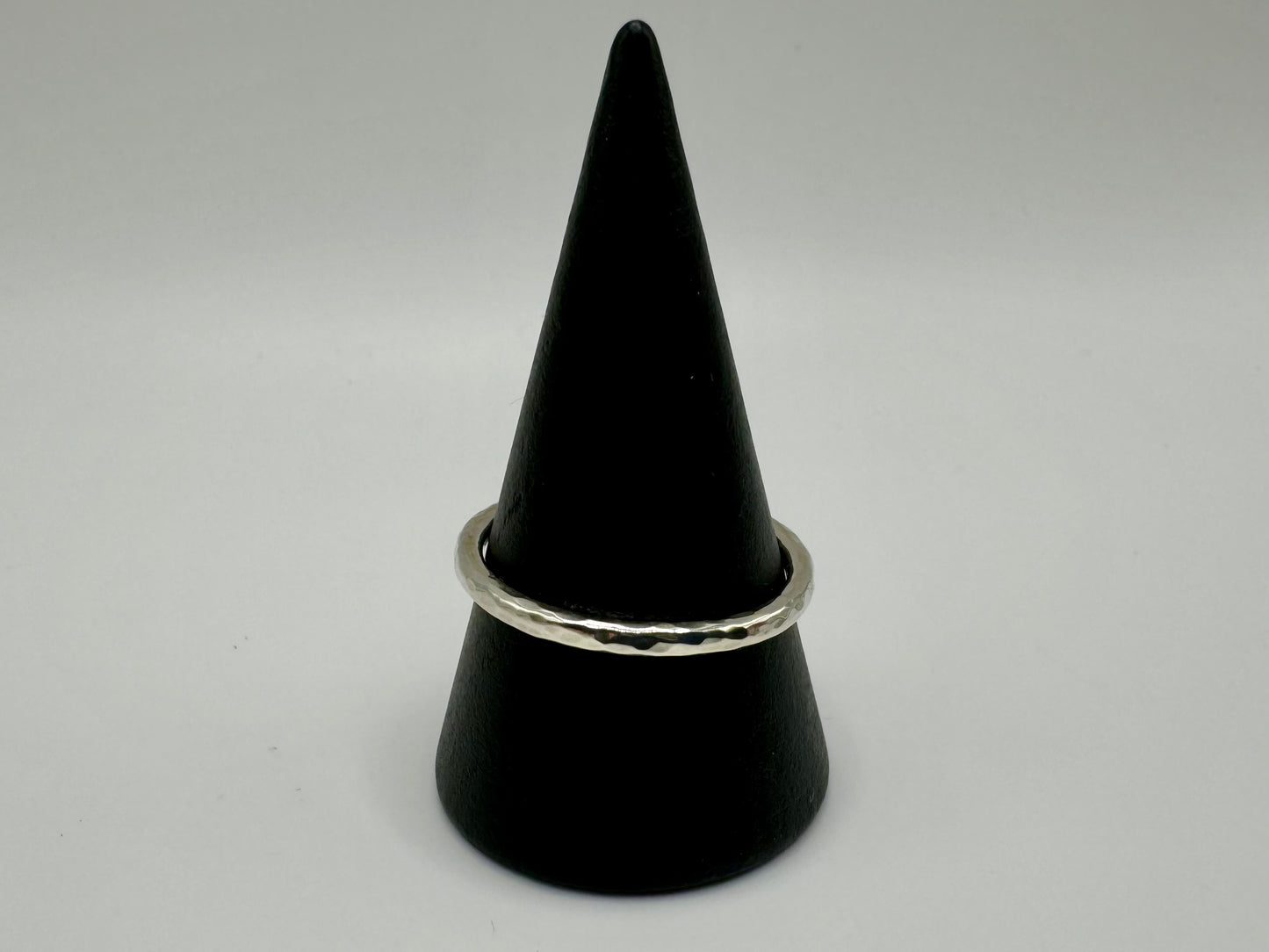 Thin handmade 'rugged' hammered sterling silver ring