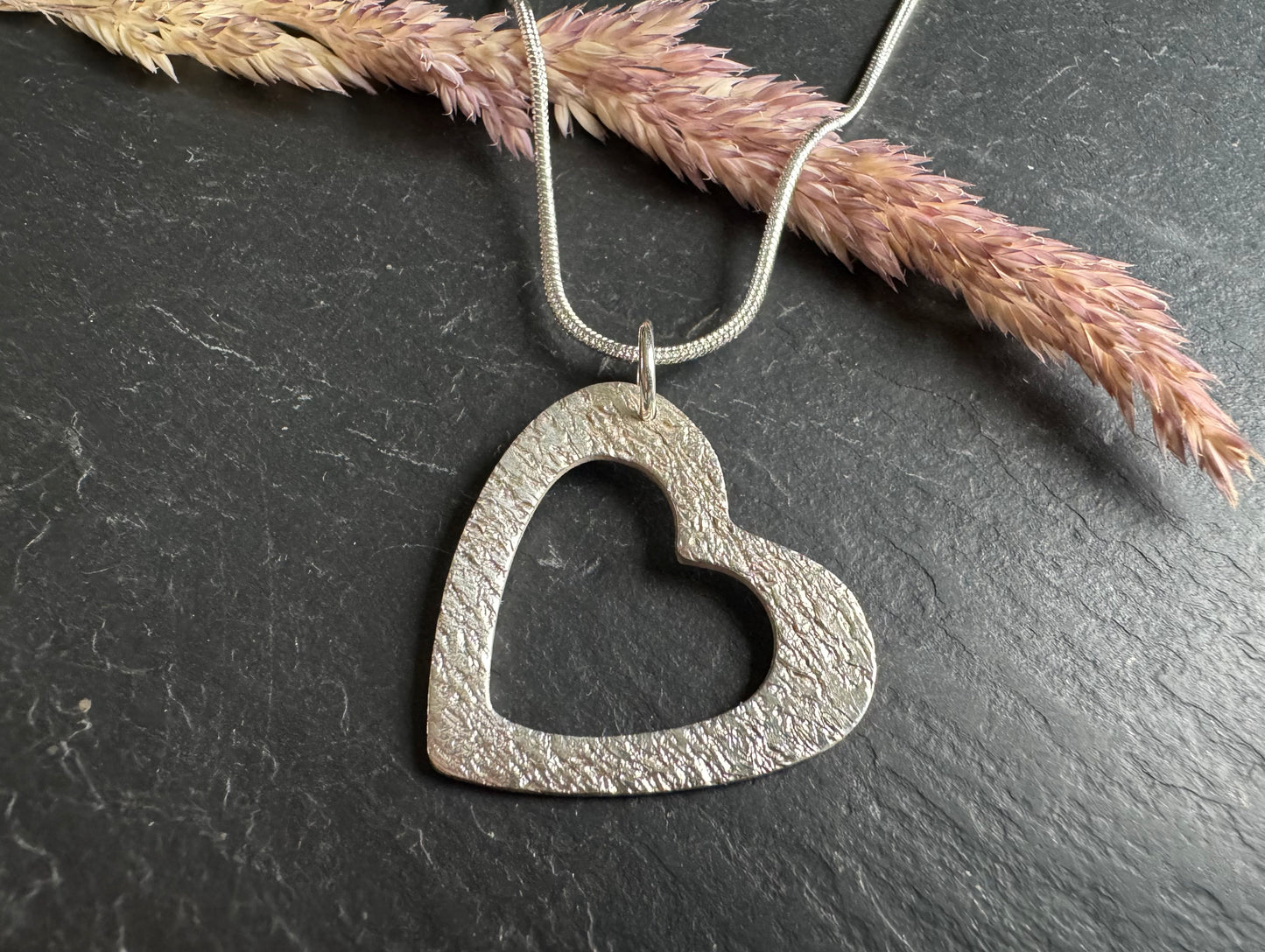 Handmade Ripple heart pendant necklace