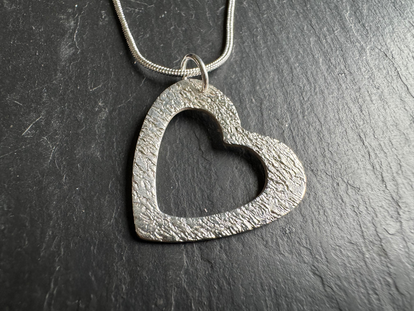 Handmade Ripple heart pendant necklace