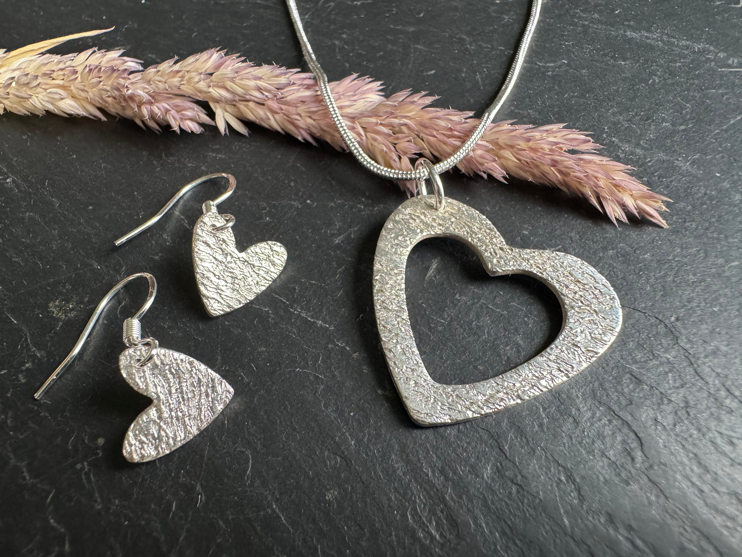 Handmade Ripple heart pendant necklace