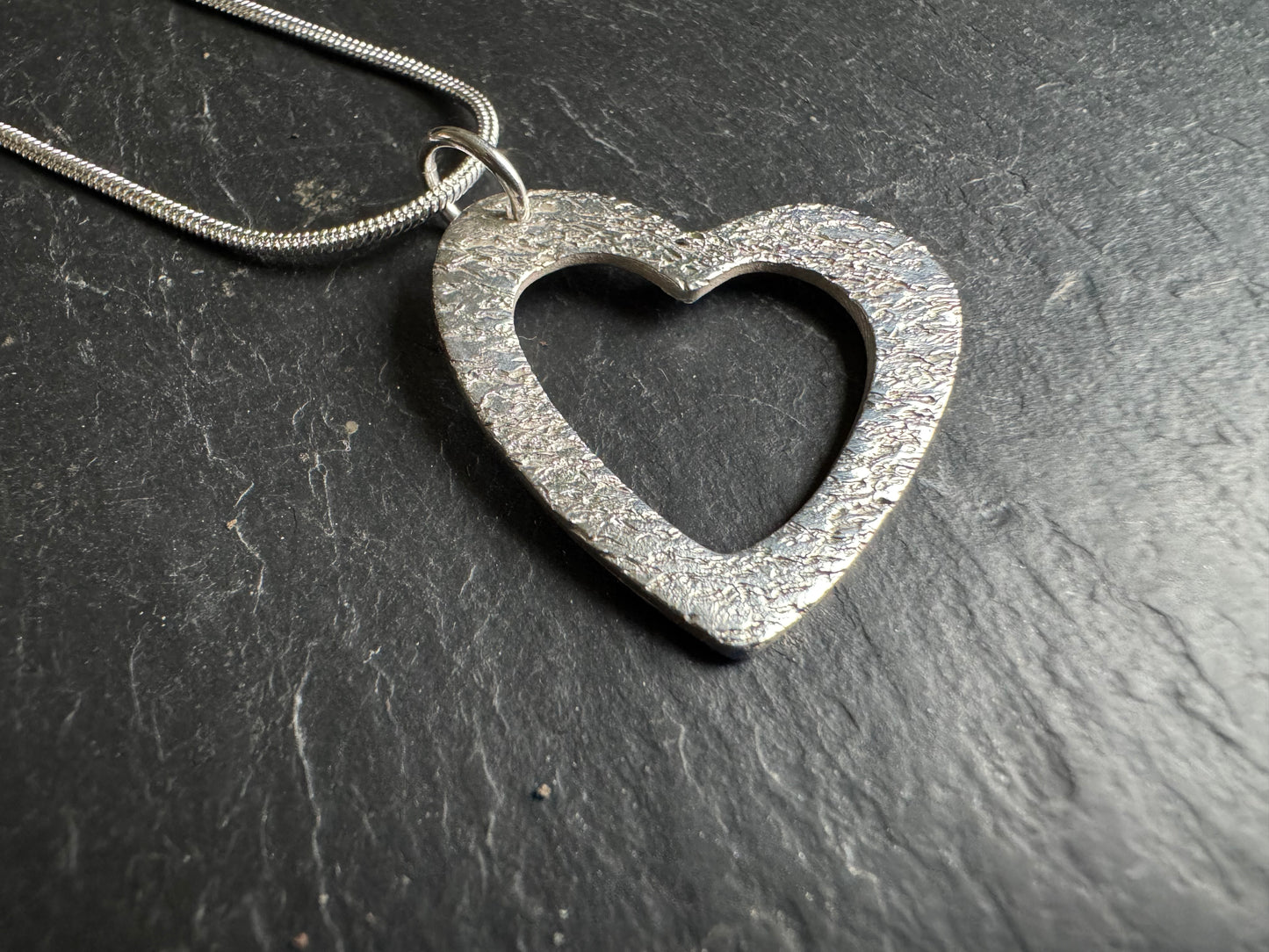 Handmade Ripple heart pendant necklace