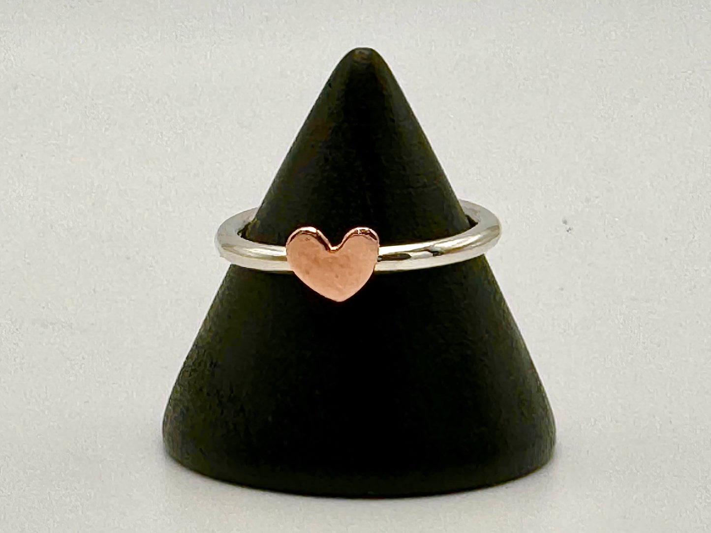 Sterling silver and copper heart ring.