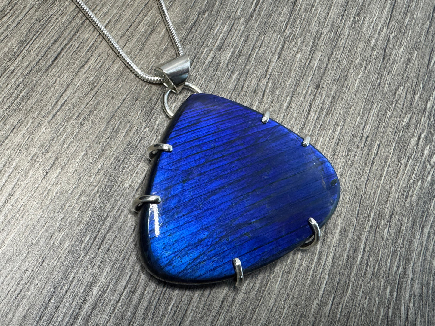 Large Labradorite and Silver Pendant