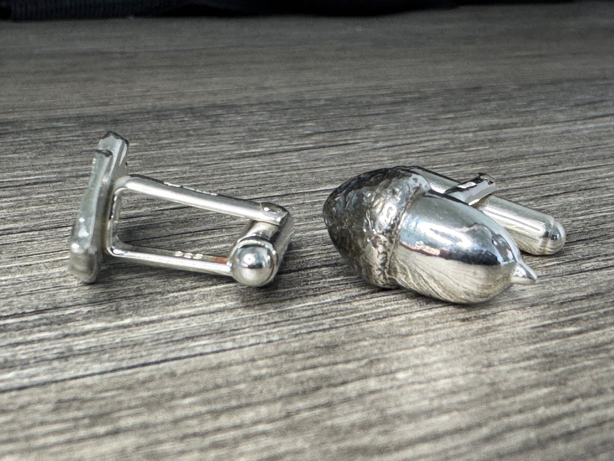 Acorn and Oak Leaf Silver Cuff Links