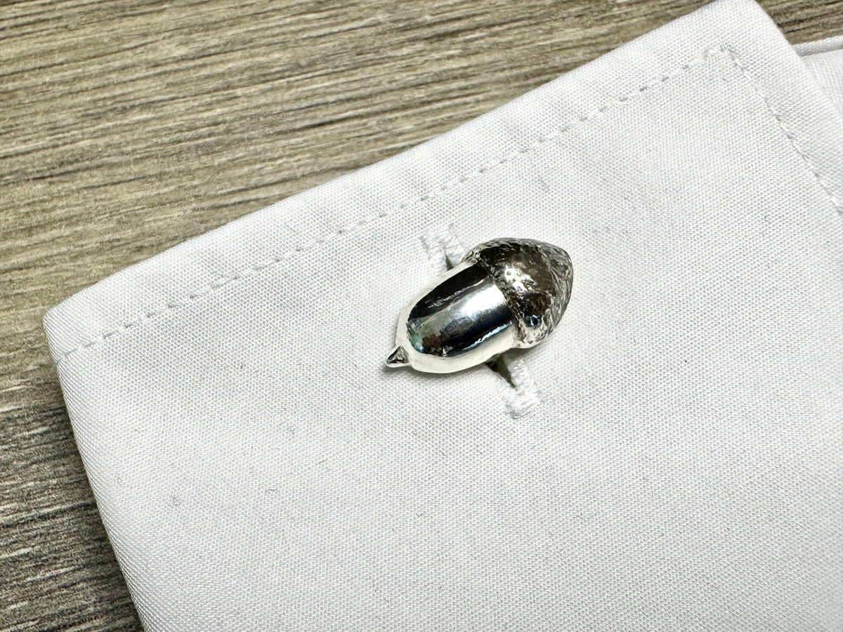 Acorn and Oak Leaf Silver Cuff Links