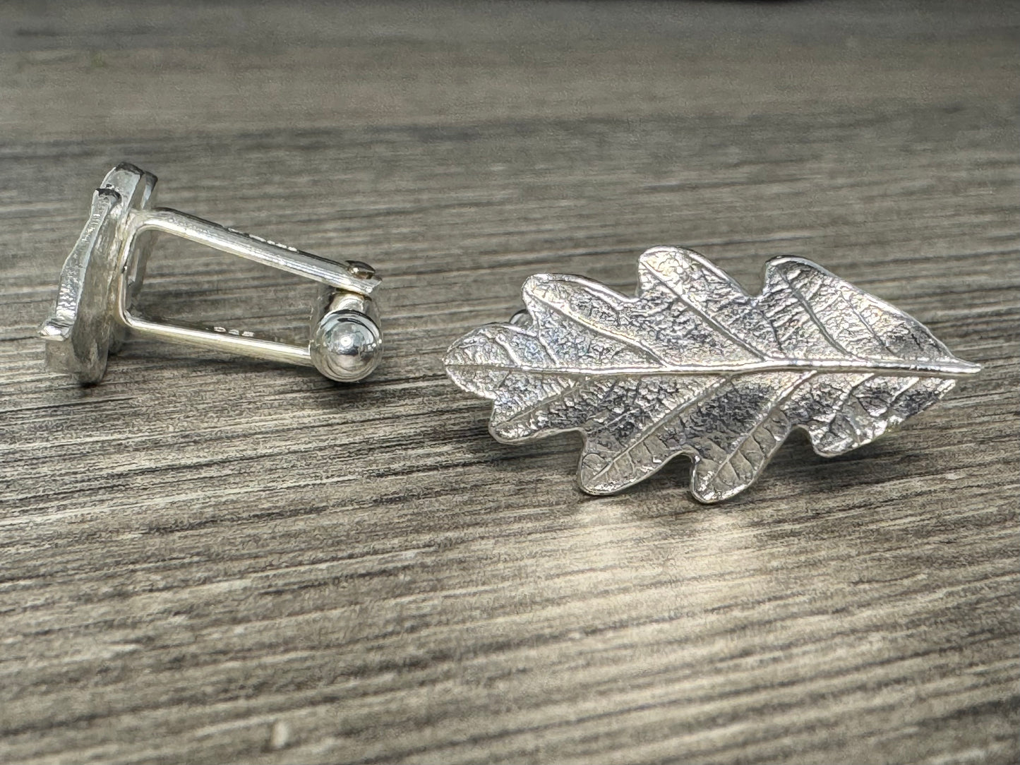 Oak Leaf Silver Cuff Links