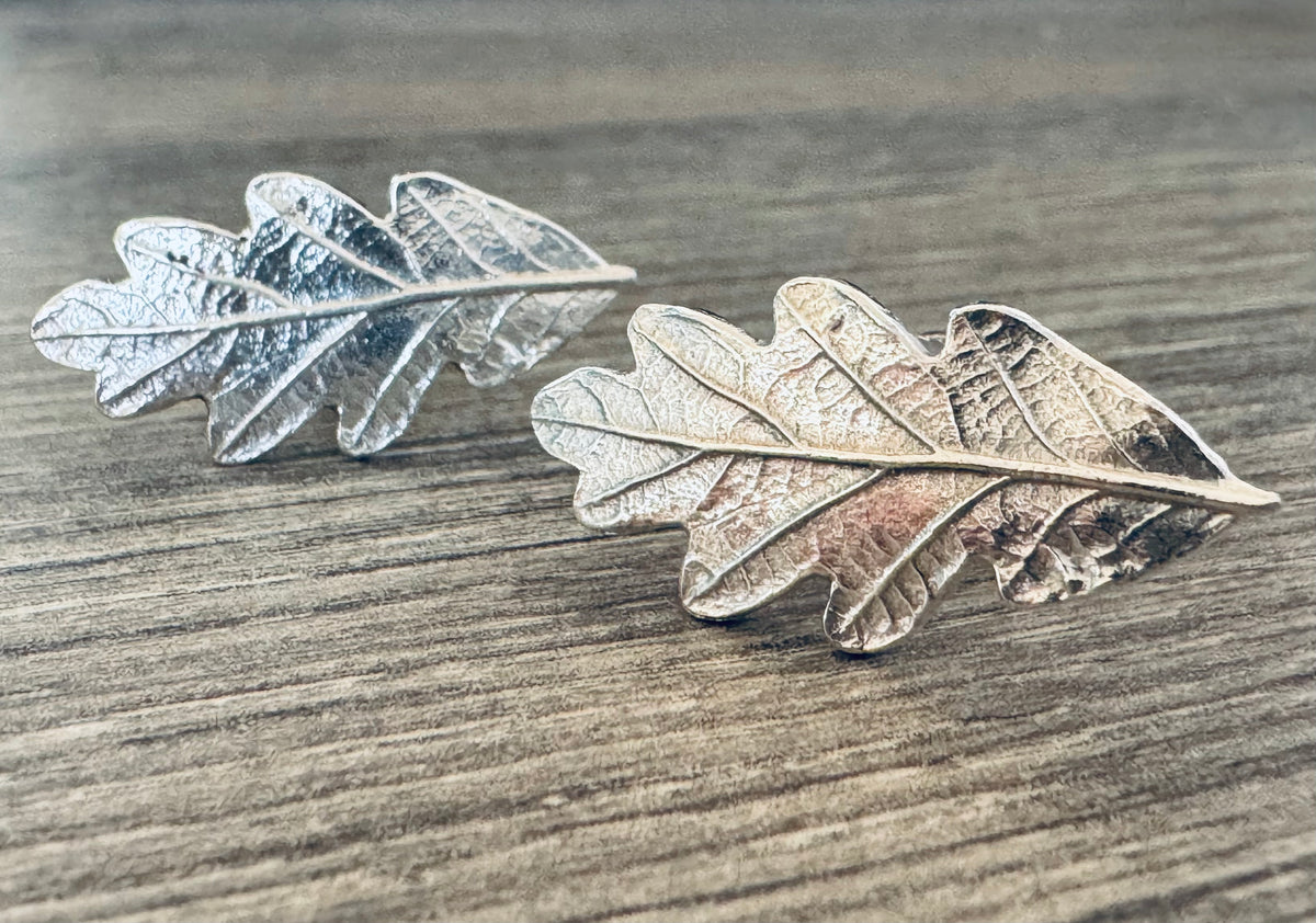 Oak Leaf Silver Cuff Links