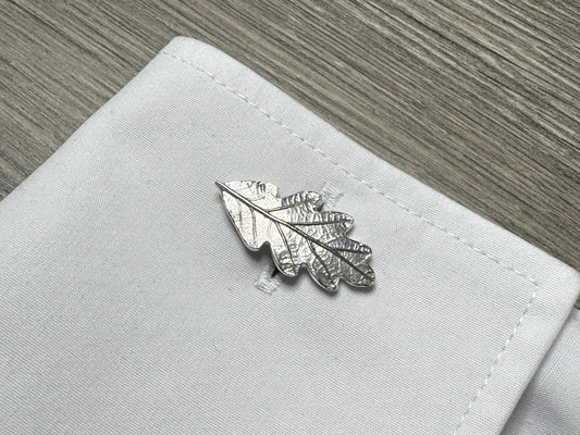 Oak Leaf Silver Cuff Links