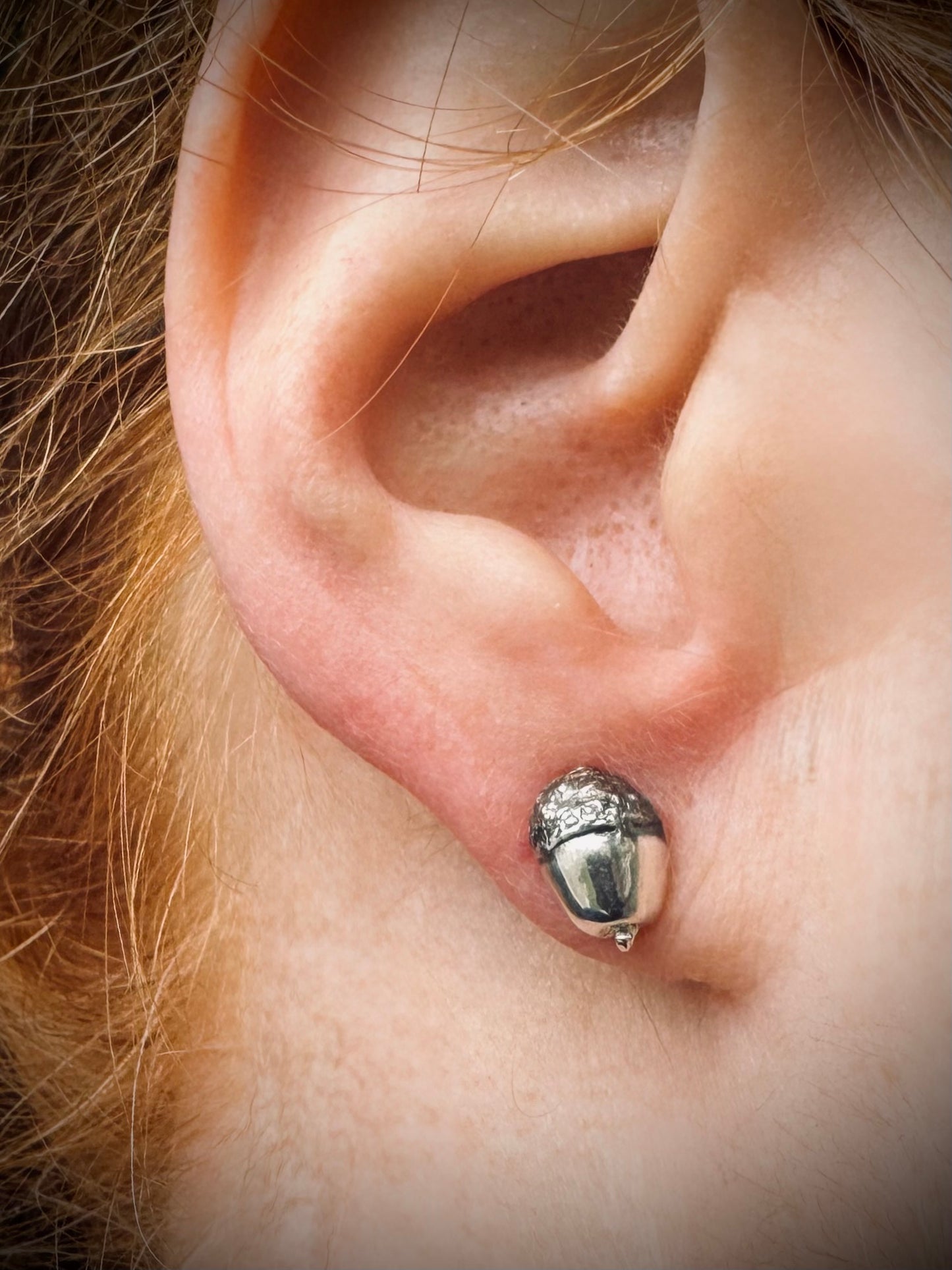 Handmade Silver Acorn Stud Earrings