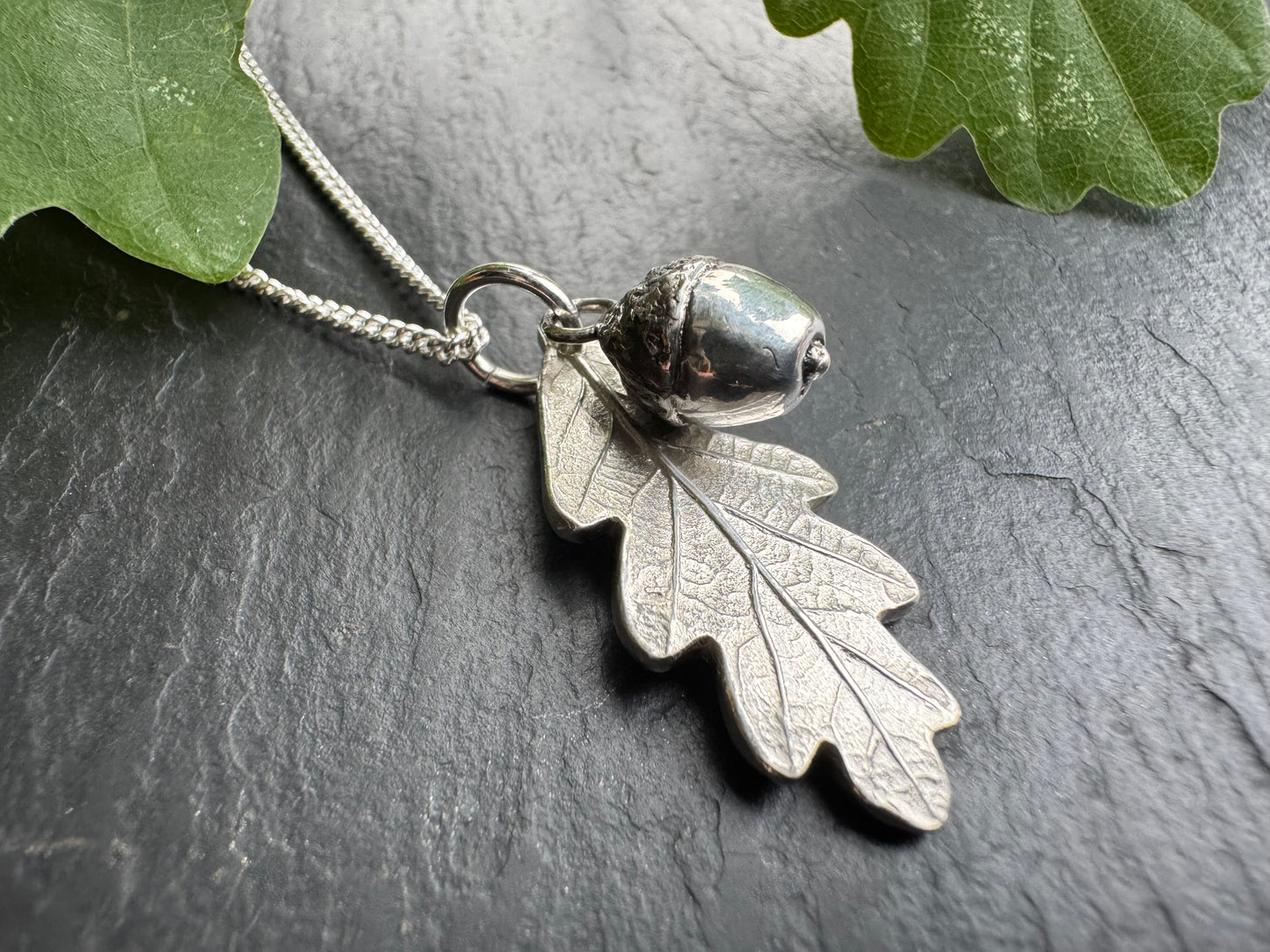 Handmade Acorn and Baby Oak Pendant Necklace