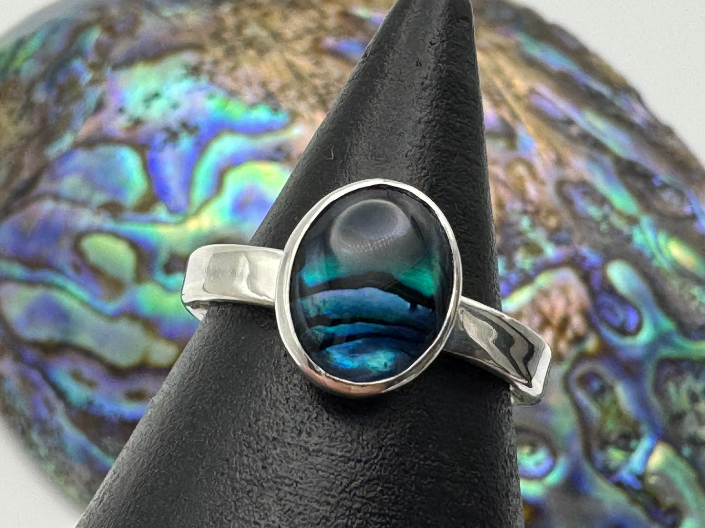 Paua shell silver ring