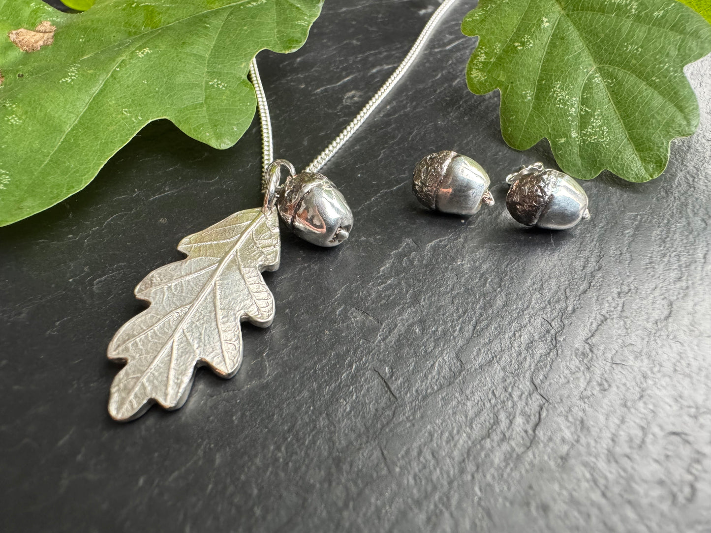 Handmade Acorn and Baby Oak Pendant Necklace