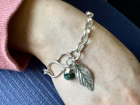 Sterling Silver Charm and Gem bracelet