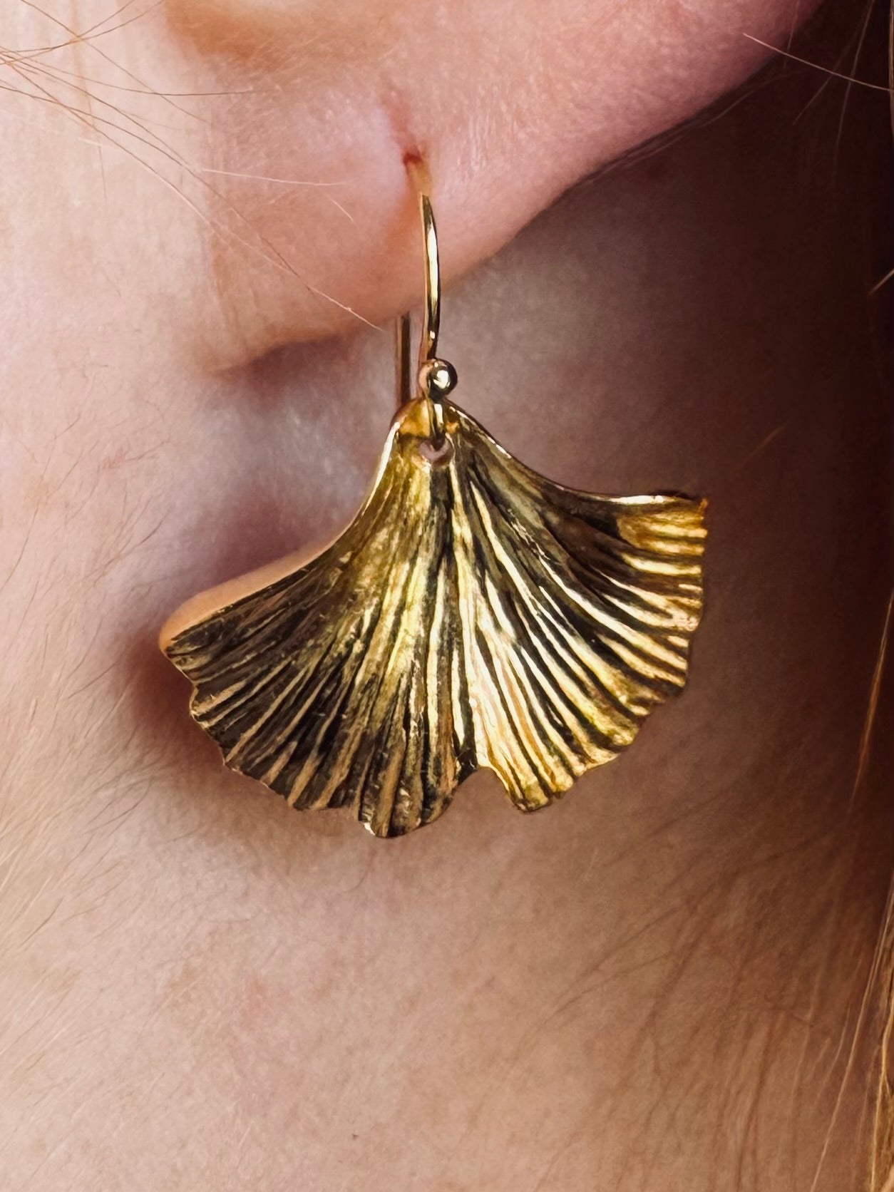 Gold Vermeil Ginkgo Earrings