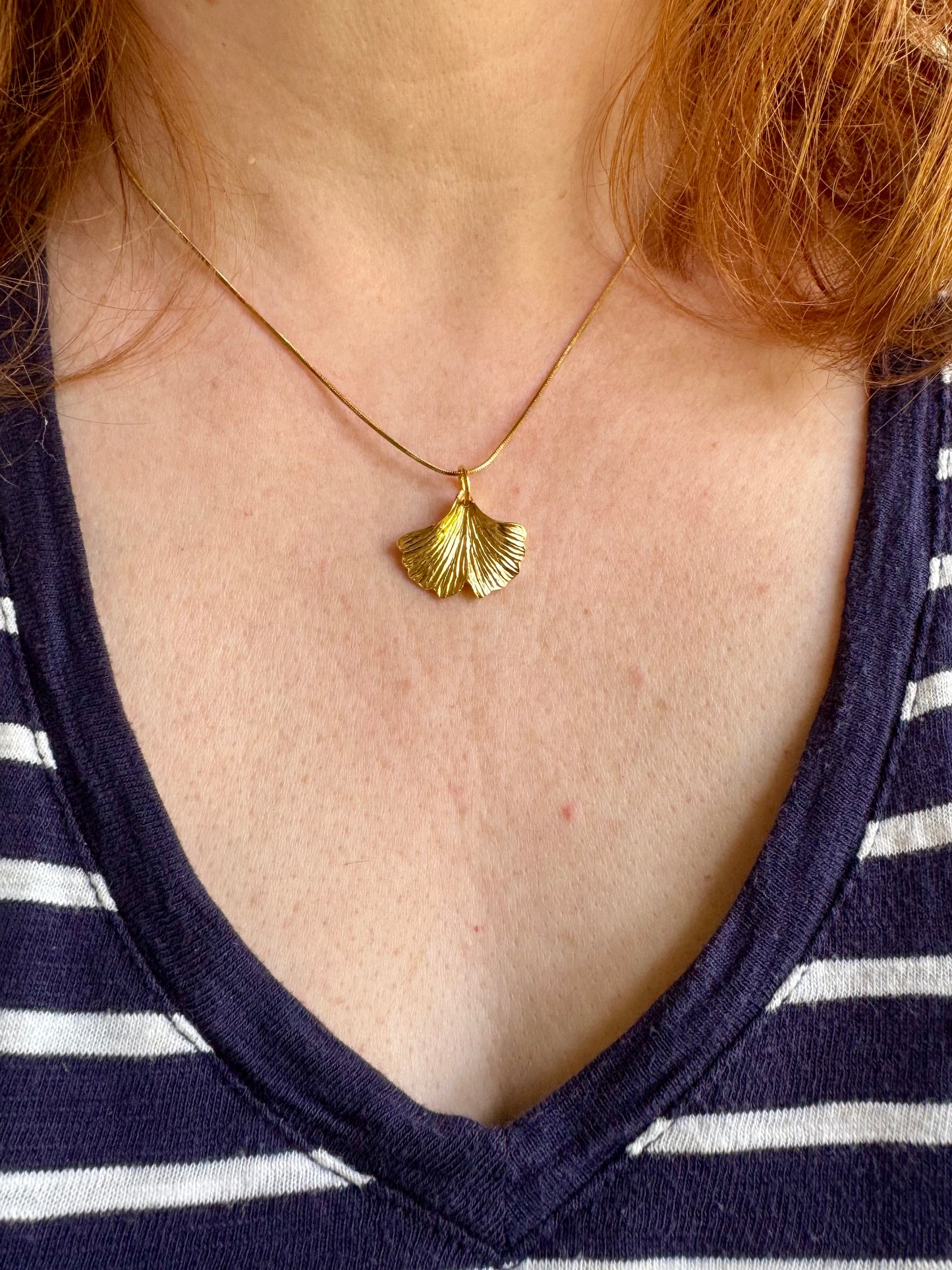 Gold vermeil Ginkgo Pendant