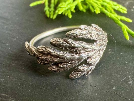 Evergreen leaf Sterling silver ring