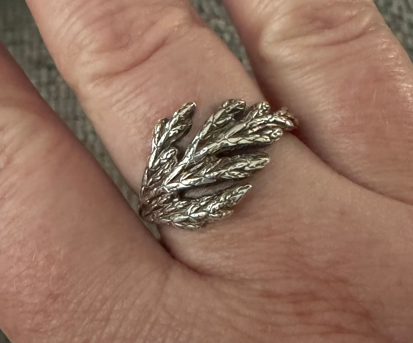 Evergreen leaf Sterling silver ring