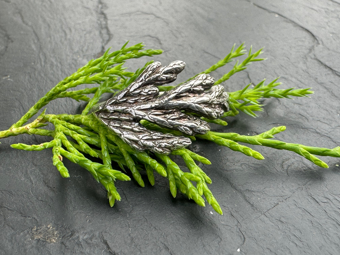 Evergreen leaf Sterling silver ring