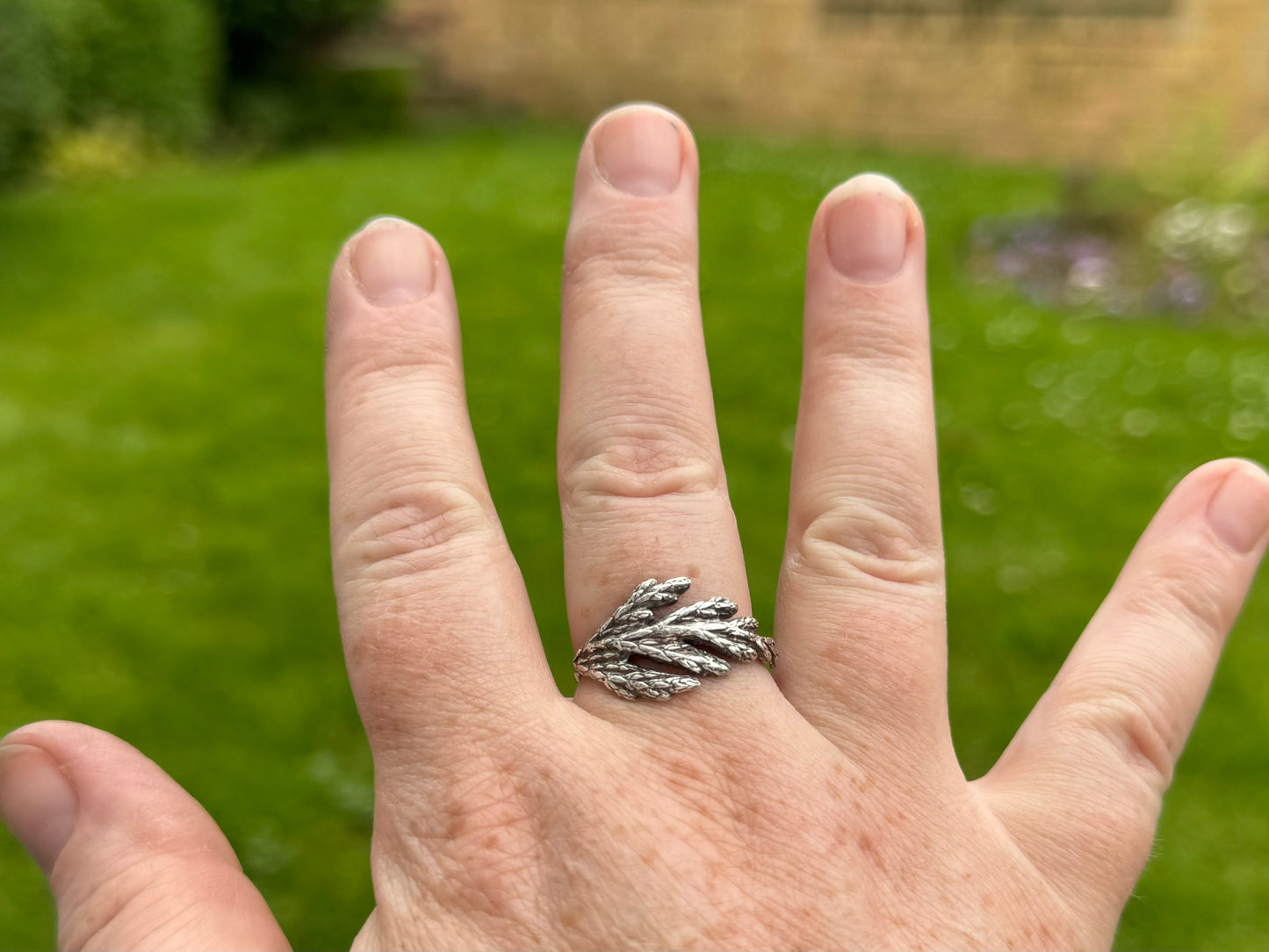 Evergreen leaf Sterling silver ring