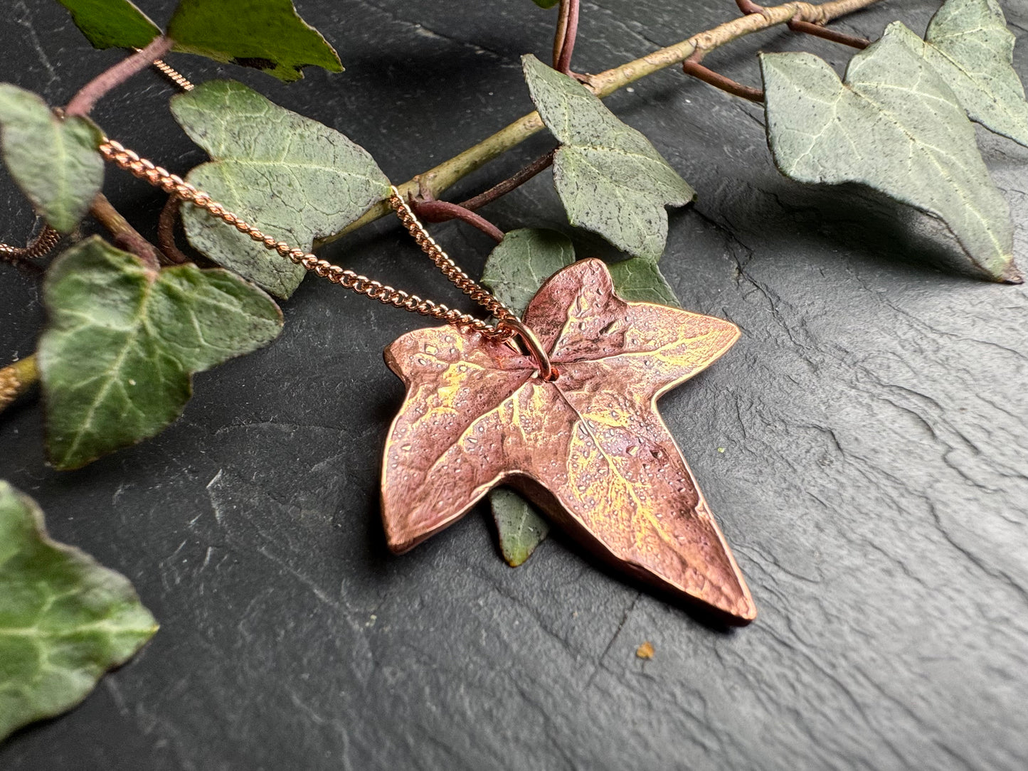 Copper Ivy leaf handmade pendant