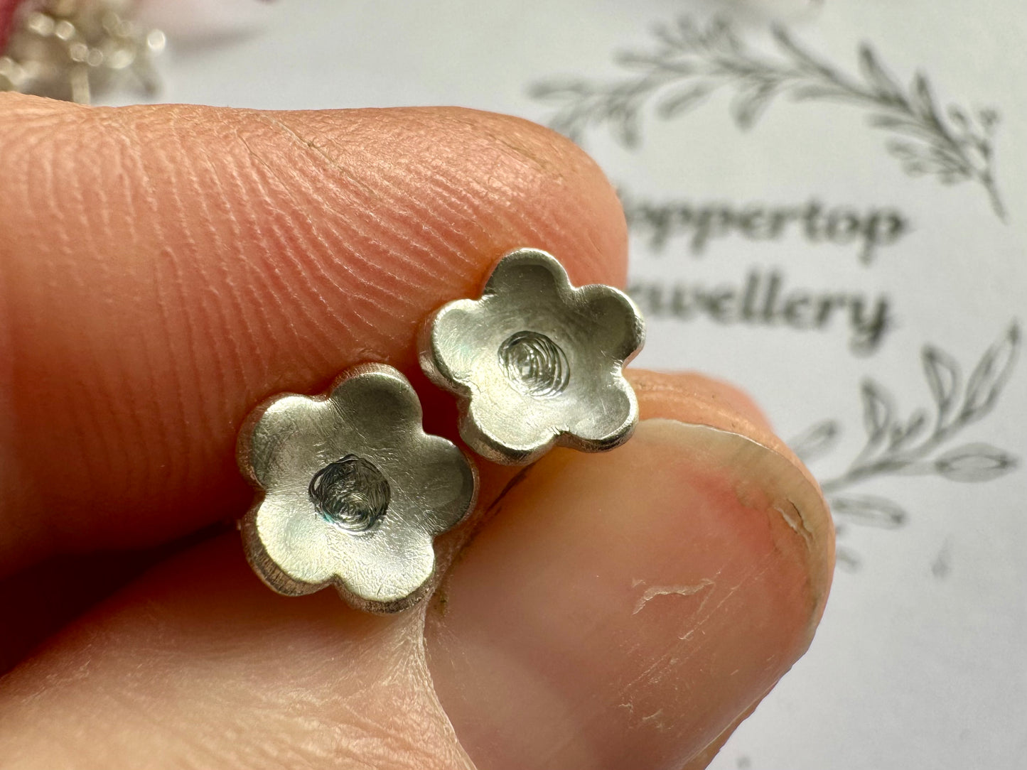 Forget-me-not silver studs