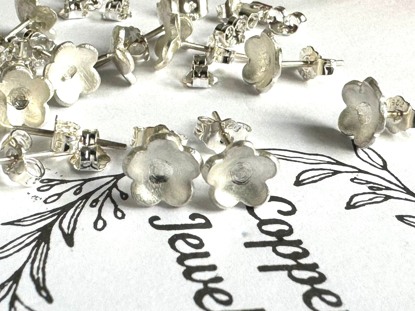 Forget-me-not silver studs