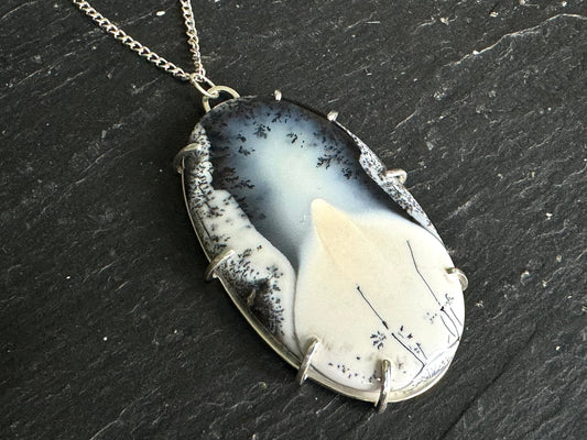 Dendritic opal in Sterling silver setting.