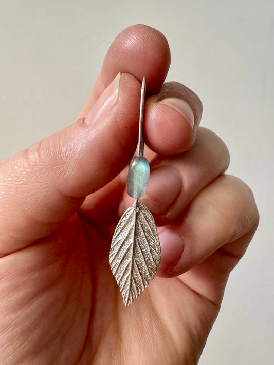Labradorite & silver bramble drop earrings
