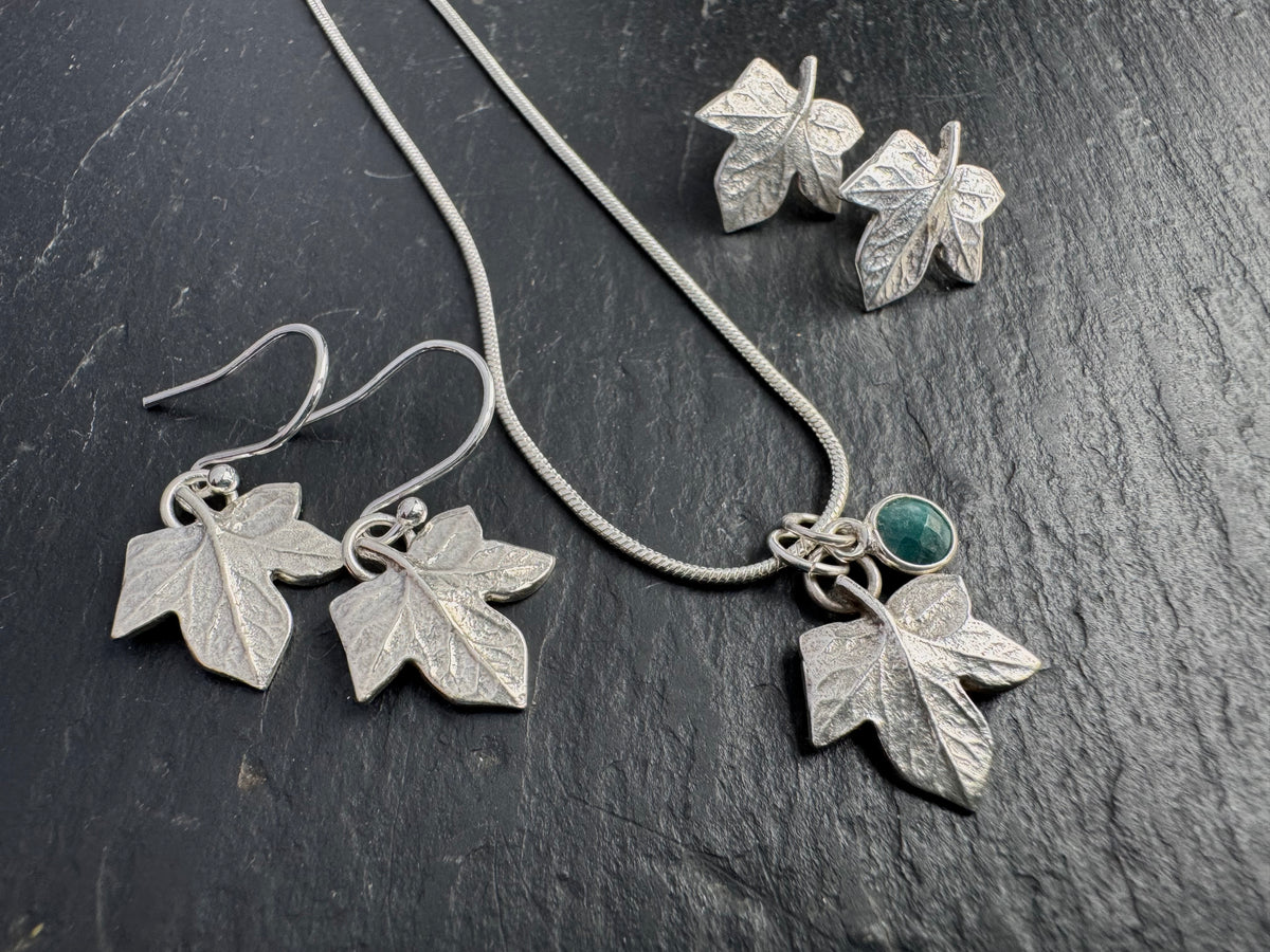 Silver Ivy Leaf stud earrings