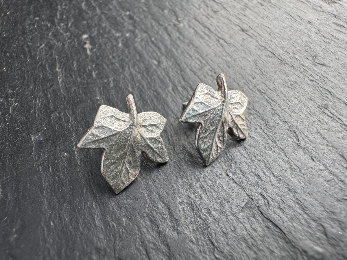 Silver Ivy Leaf stud earrings