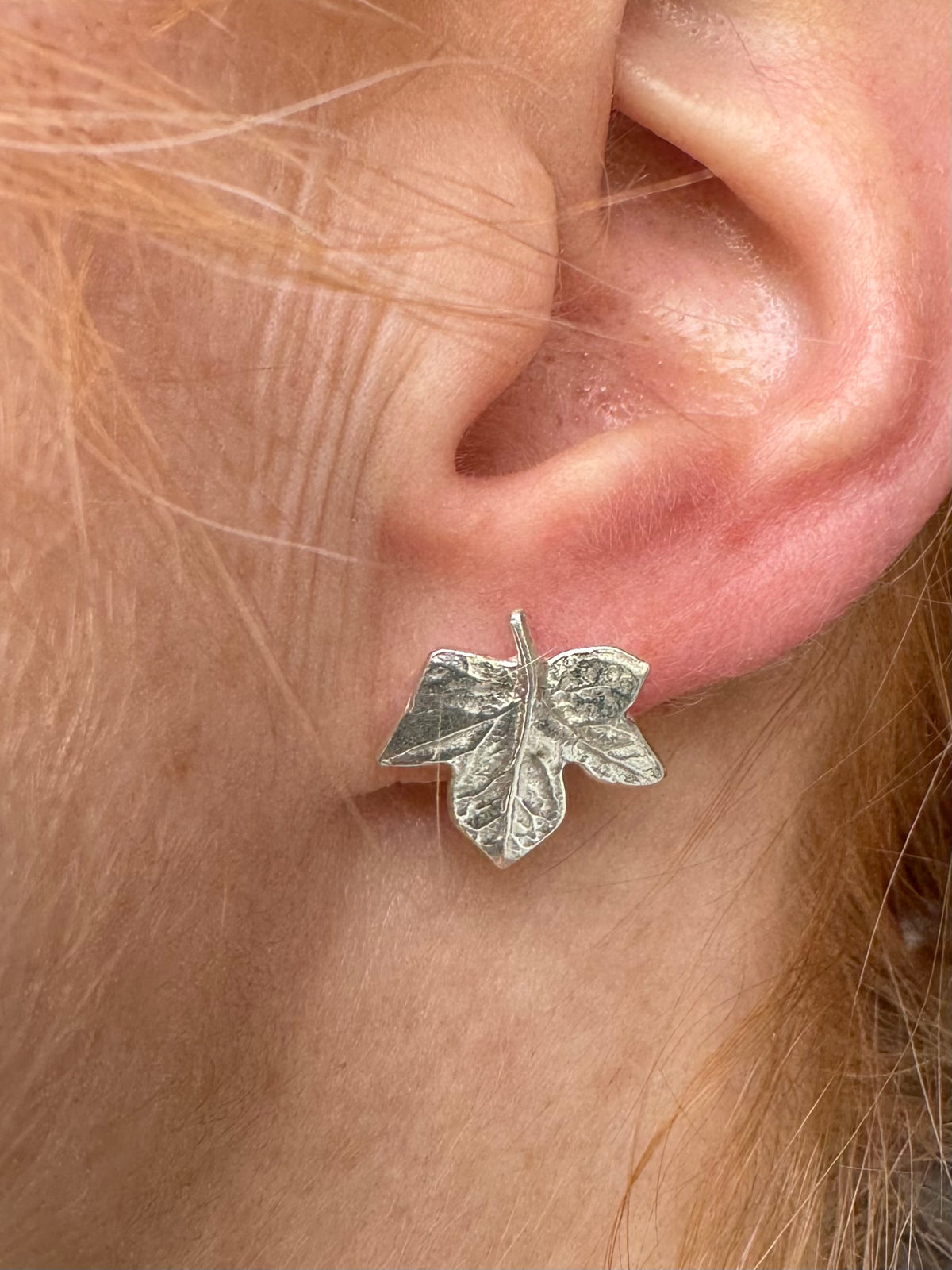 Silver Ivy Leaf stud earrings