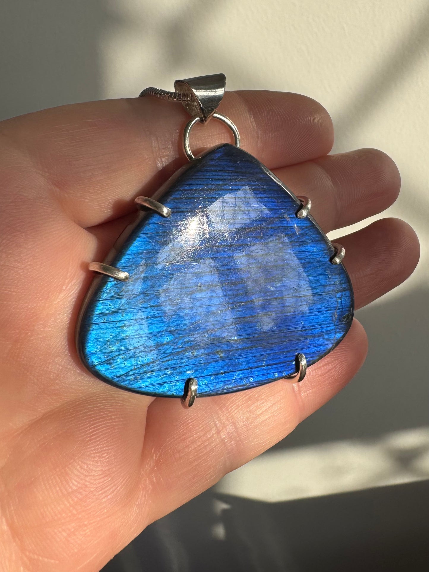 Large Labradorite and Silver Pendant