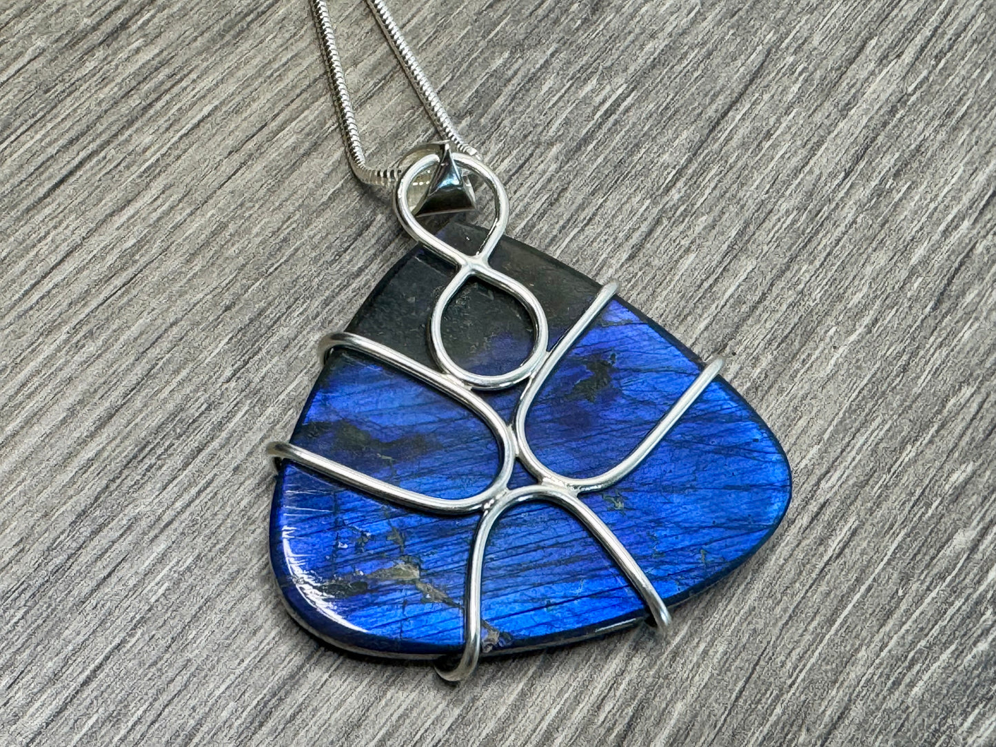 Large Labradorite and Silver Pendant
